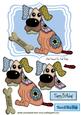 Toony Funky Blue Spot Ear Dog with His Bone