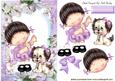 Little Girl with Her Puppy in Lilac Flower Frame