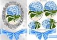Pretty Blue Hydrangea with Big Bow Oval Pyramids