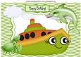 Dolphin with Toony Green Boat and Little Crab A4