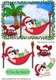 Santas on Vacation on the Beach