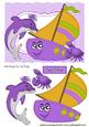 Dolphin with Toony Purple Boat & Crab