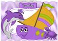 Dolphin with Toony Purple Boat & Crab A4