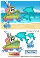 Little Toony Tugboat on the Beach with Dolphins