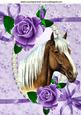 Beautiful Palamino Horse with Purple Roses A4