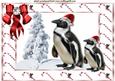 Penguins in Santa Hats in Candy Frame A4