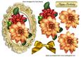 Pretty Peach/red Dahlias in Ornate Gold Frame