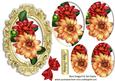 Peach/red Dahlias in Ornate Frame Oval Pyramids