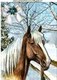 Palamino Horse in a Field of Snow Covered Trees A4