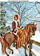 Pretty Lady Horse Riding in the Snow A4