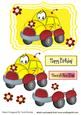 Yellow Toony Car with Flowers