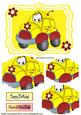 Yellow Toony Car with Flowers Bracket Pyramids