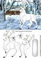 White Stag with Cottage in the Snow
