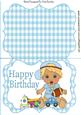 Little Boy on His Birthday Playing with Toys Bracket Card