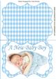 A New Baby Boy! Gingham Bracket Card