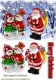 Illuminated Santa with Snowmen in Snow Scene