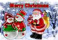 Illuminated Santa with Snowmen in Snow Scene A4