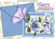 Blue Magnolia on Card & Envelope for Birthday A4