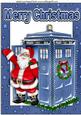 Santa Who in His Tardis in Blue Star Frame A4