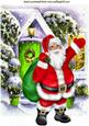 Lovely Santa with Sack of Goodies in the Snow A4