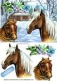Cottage with Flowers and Horses in the Snow