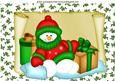 Snowman Keeping Warm with Pressies A4