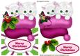Cute Kittens in Pink Santa Hat Over Edge Crd