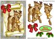 Little Reindeer on a Scroll, with Bow & Holly