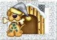 Little Dog in Silver Santa Hat & Kennel A4