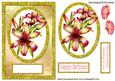 Pink Lillies in Glitter Gold Frame with Butterflies