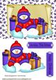 Snowman in Purple with Lots of Presents on a Scroll