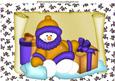 Snowman in Gold Wrapped Up Warm on a Scroll A4