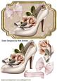 Cream Shoe in Ornate Frame with Peach Roses