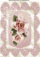 Peach Roses on a Plaque with Crotchet Lace A4