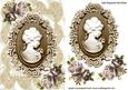 Vintage Lady Cameo in Coffee & Cream with Roses