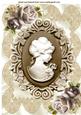 Vintage Lady Cameo in Coffee & Cream with Roses A4