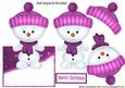 Little Snowman in Pink Bobble Hat Over the Edge Crd