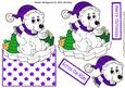 Polar Bear on Ice in Purple Santa Hat Over the Edge Crd