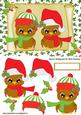 Merry Owls in Santa Hats on a Scroll with Holly
