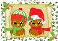Merry Owls in Santa Hats on a Scroll with Holly A4