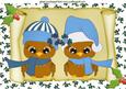 Merry Owls in Blue Santa Hats on a Scroll A4