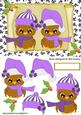 Merry Owls in Purple Santa Hats on a Scroll