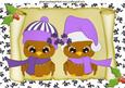 Merry Owls in Purple Santa Hats on a Scroll A4
