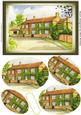 Pretty Picture of a Row of Cottages Oval Pyramids
