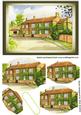 Pretty Picture of a Row of Cottages Bracket Pyramids