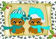 Cute Owls in Turq Santa Hats on a Scroll A4
