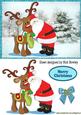 Big Santa Cuddles with His Reindeer