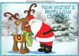 Big Santa Cuddles with His Reindeer A4