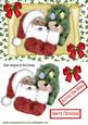 Lovely Santa on a Scroll with Holly