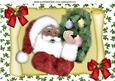 Lovely Santa on a Scroll with Holly A4